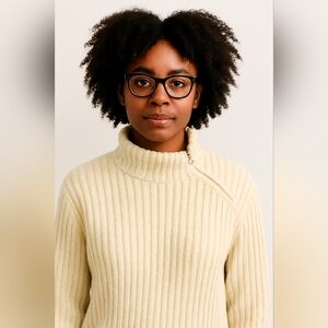 Vintage B Moss Ivory Ribbed Turtleneck Sweater NWT